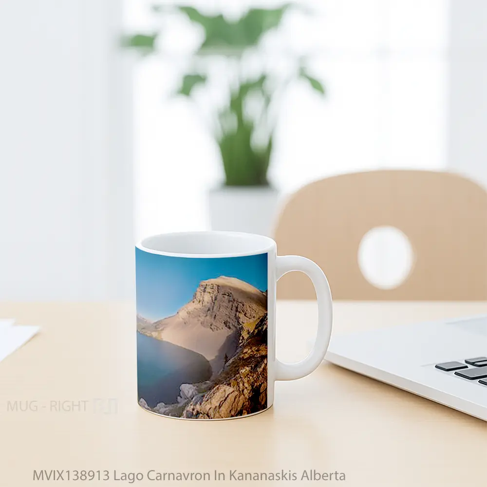 Mug Lago Carnavron In Kananaskis Alberta Gelas Keramik Unik - Tampak Kanan
