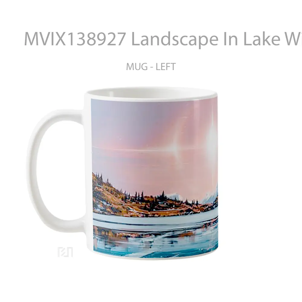Mug Landscape In Lake With Ice Illustration Gelas Pemandangan Alam - All-side / Desain