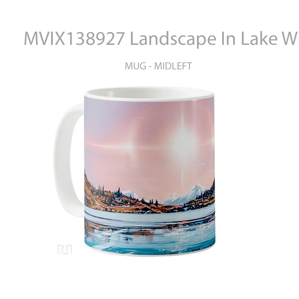Mug Landscape In Lake With Ice Illustration Gelas Pemandangan Alam - All-side / Desain