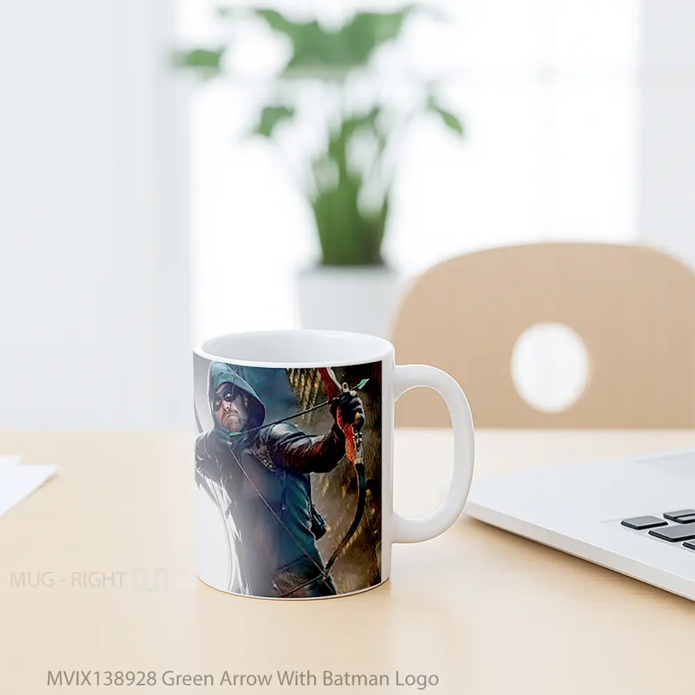 Mug Green Arrow With Batman Logo Gelas Superhero - All-side / Desain