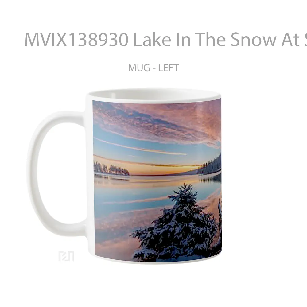 Mug Lake In The Snow At Sunset Gelas Pemandangan Alam - All-side / Desain