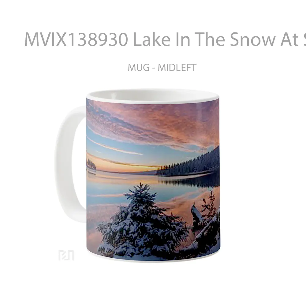 Mug Lake In The Snow At Sunset Gelas Pemandangan Alam - All-side / Desain