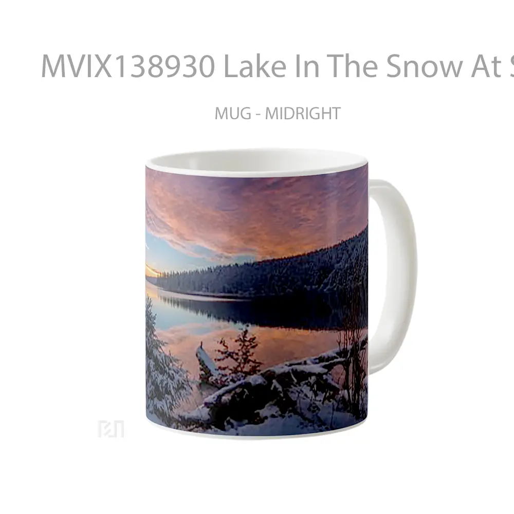 Mug Lake In The Snow At Sunset Gelas Pemandangan Alam - All-side / Desain
