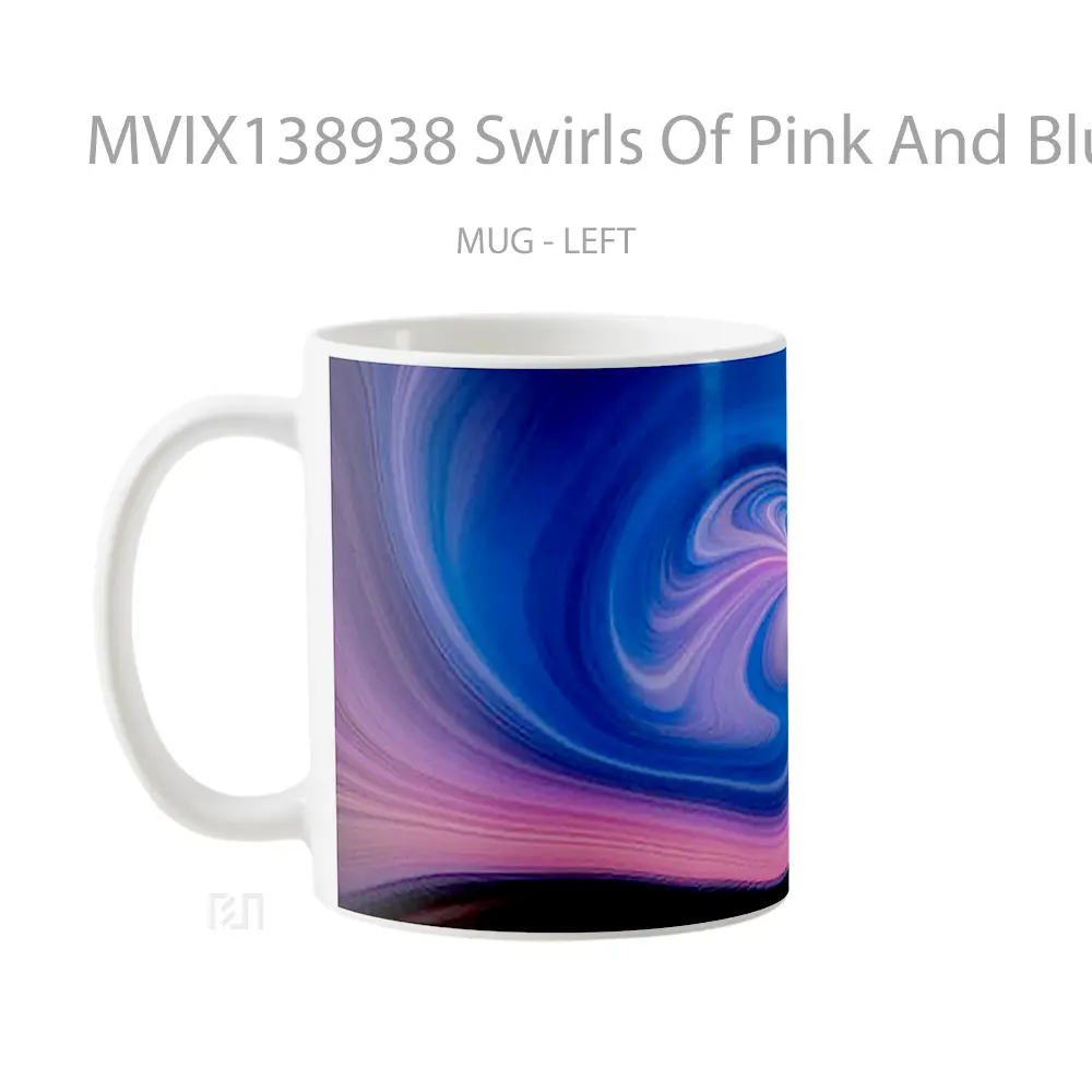 Mug Swirls Of Pink And Blue Colors Gelas Keramik Unik - All-side / Desain