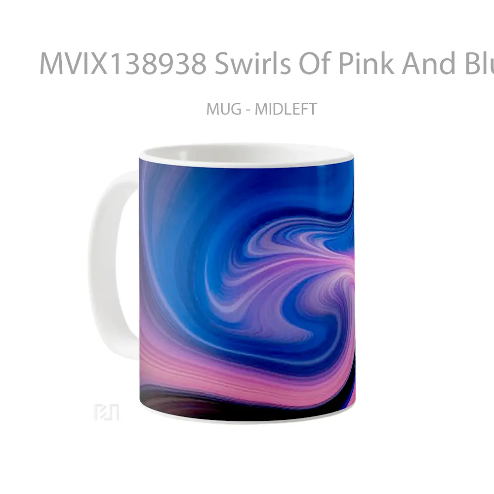 Mug Swirls Of Pink And Blue Colors Gelas Keramik Unik - All-side / Desain