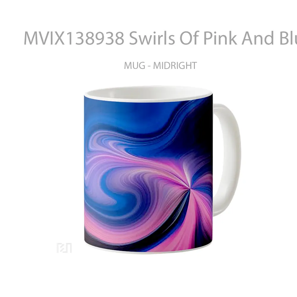 Mug Swirls Of Pink And Blue Colors Gelas Keramik Unik - All-side / Desain