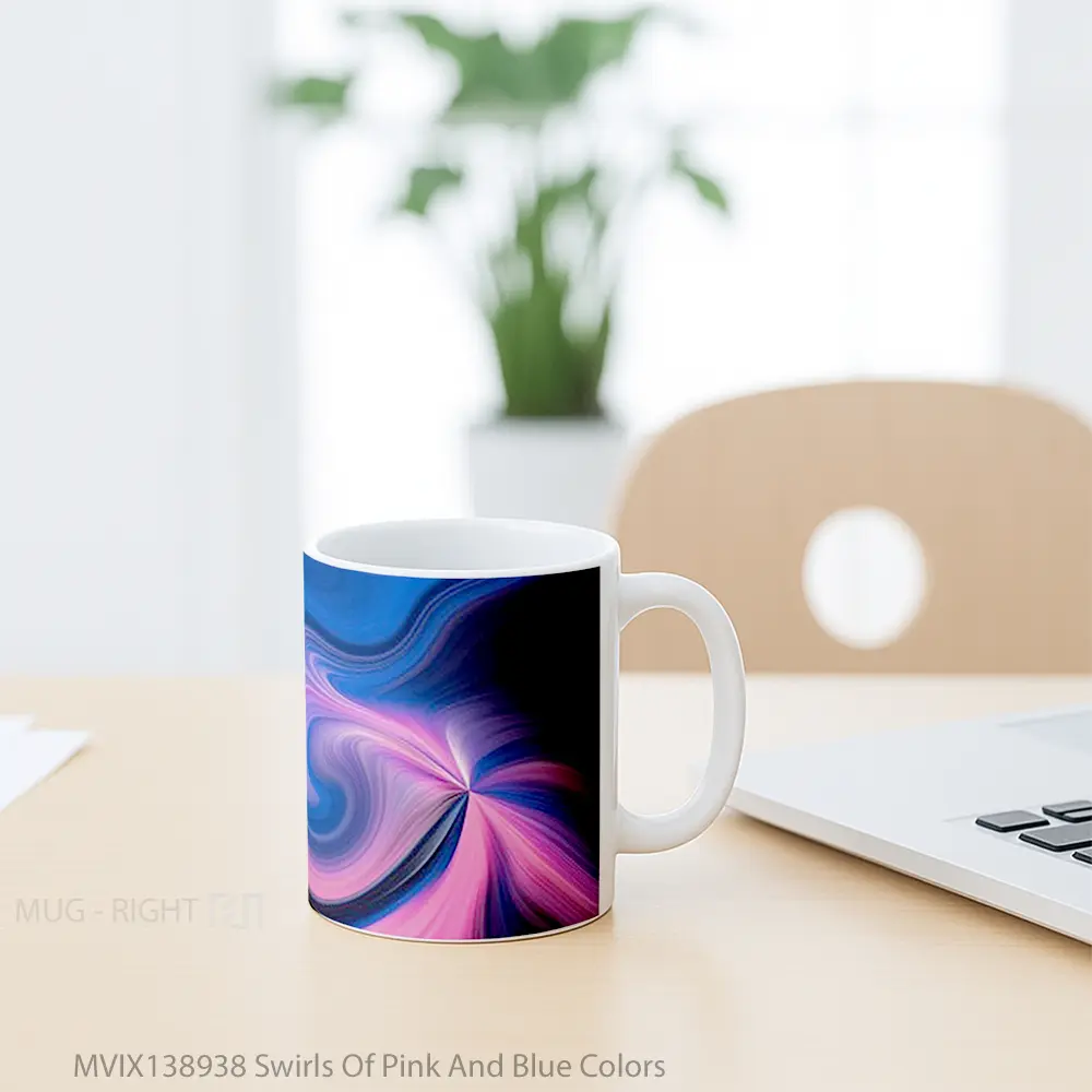 Mug Swirls Of Pink And Blue Colors Gelas Keramik Unik - All-side / Desain