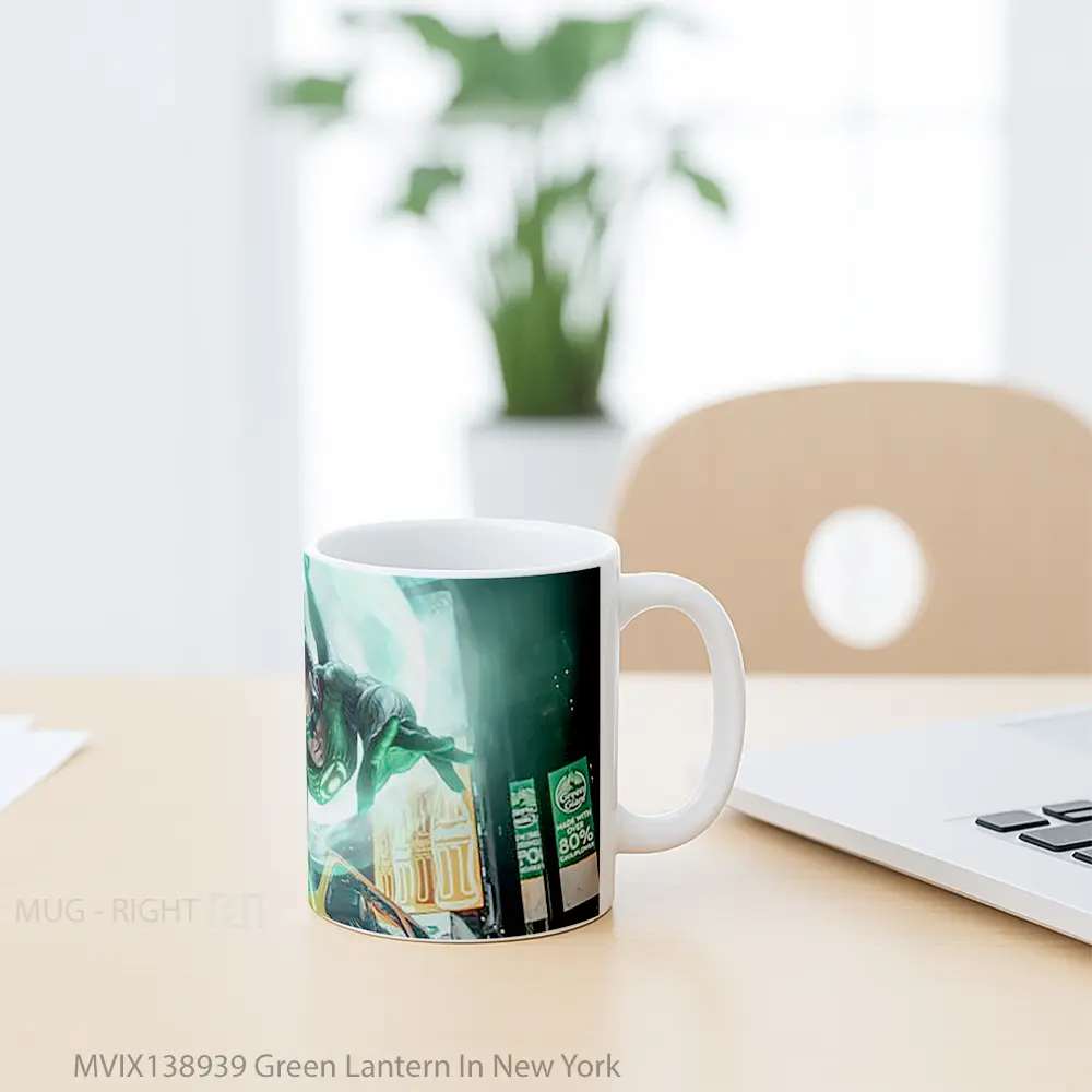 Mug Green Lantern In New York Gelas Keramik Unik - All-side / Desain