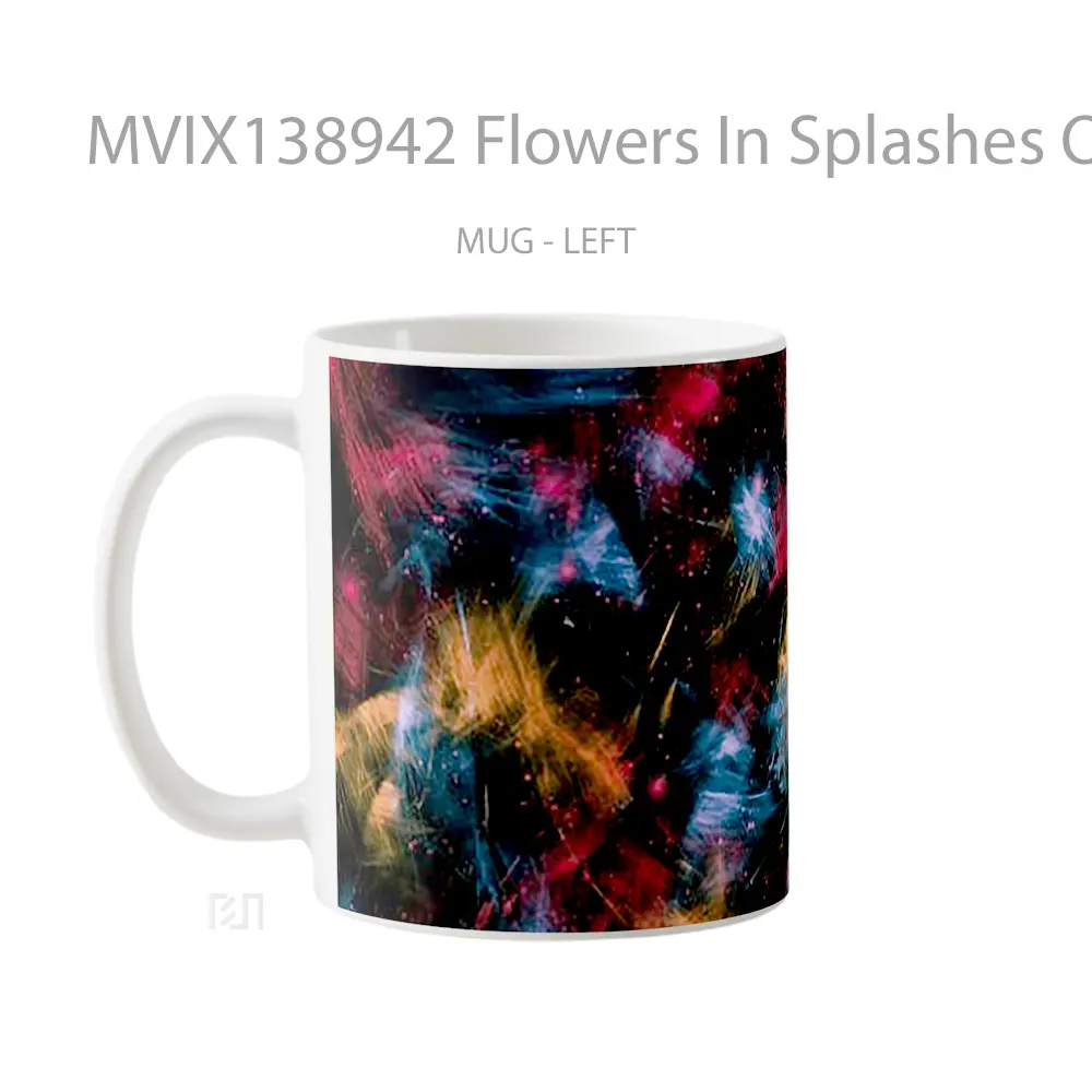 Mug Flowers In Splashes Of Paint Gelas Pemandangan Alam - All-side / Desain