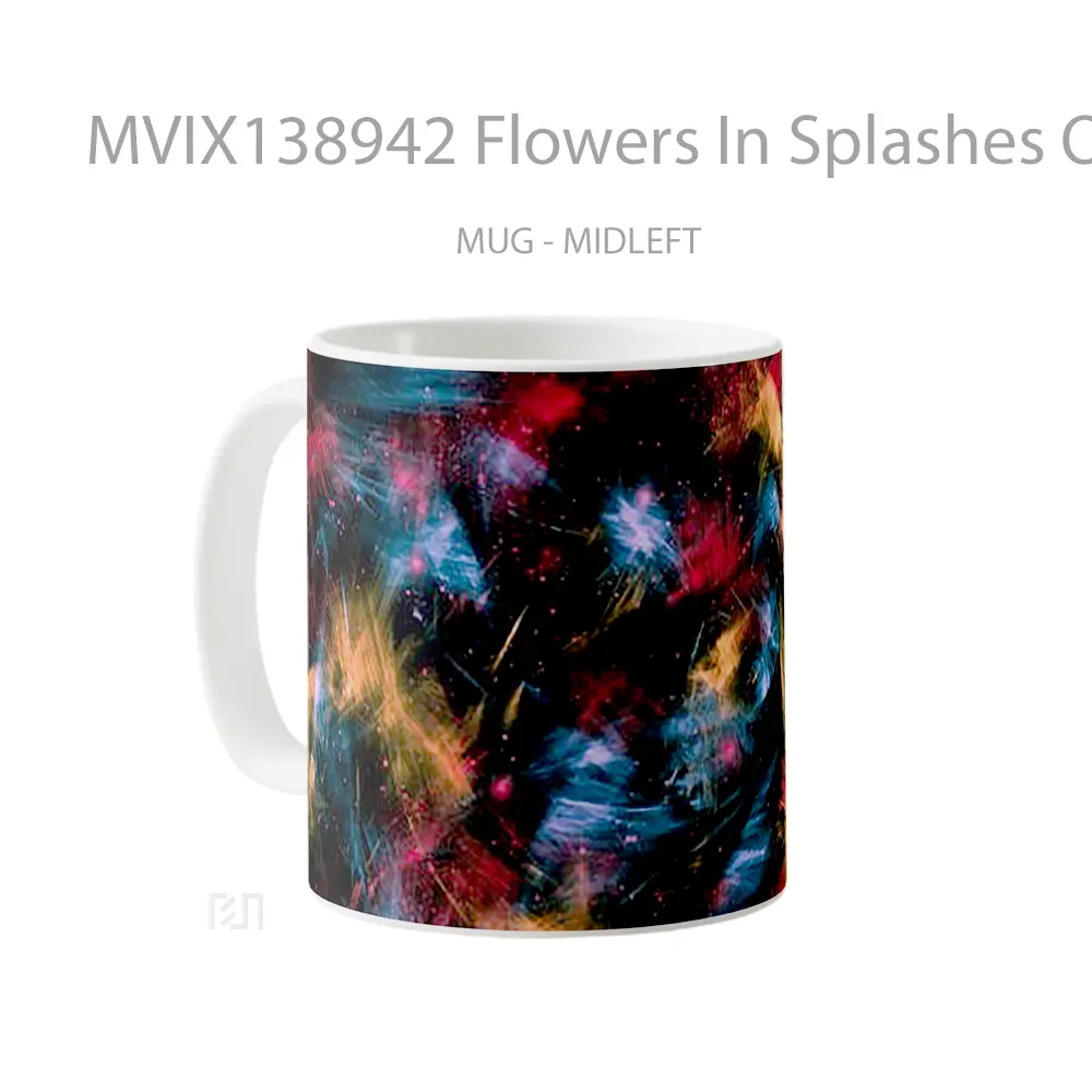 Mug Flowers In Splashes Of Paint Gelas Pemandangan Alam - All-side / Desain