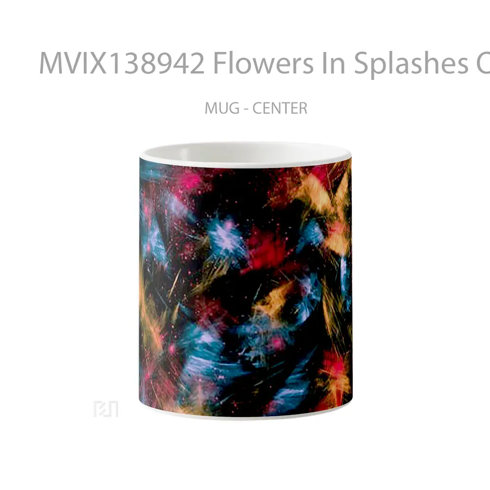 Mug Flowers In Splashes Of Paint Gelas Pemandangan Alam