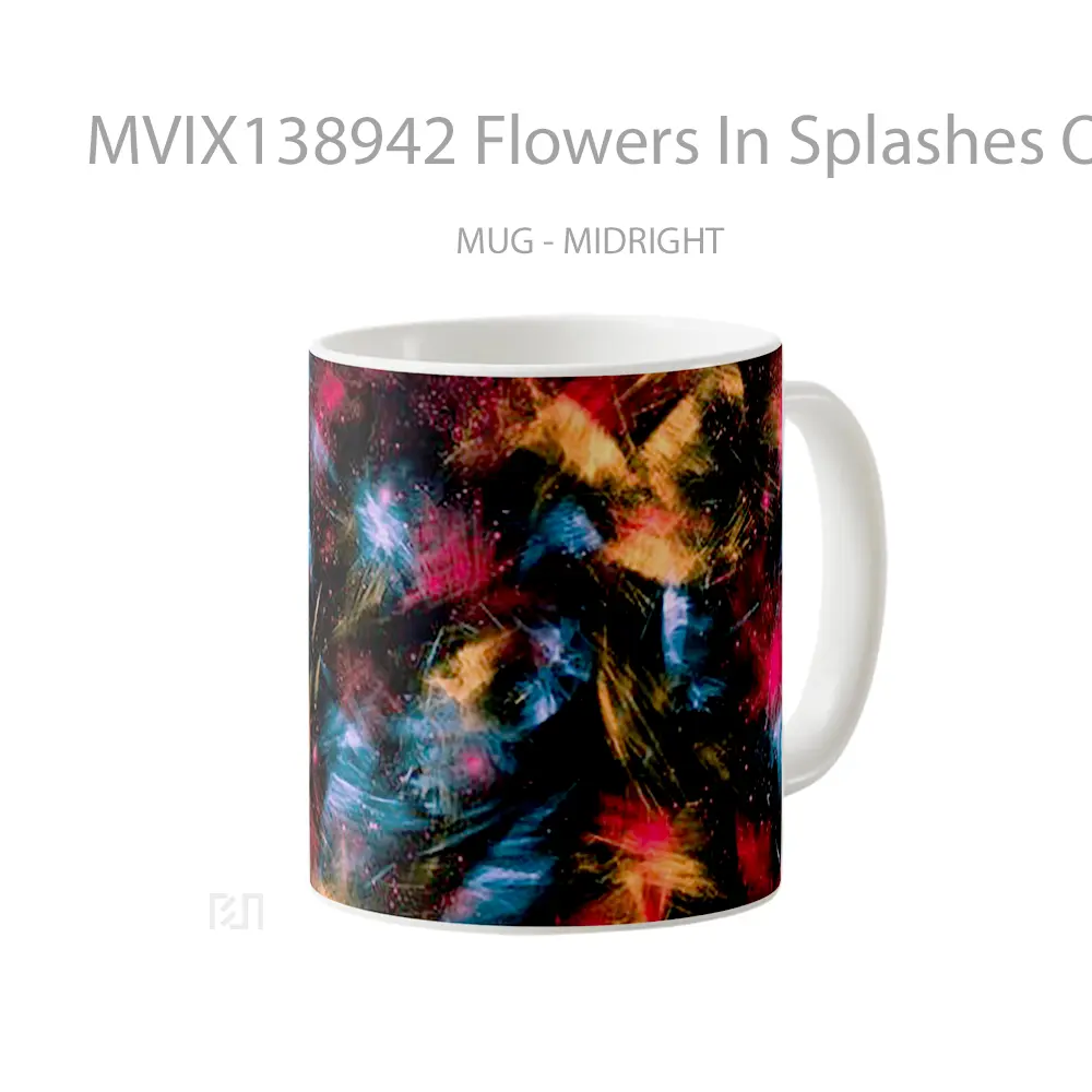 Mug Flowers In Splashes Of Paint Gelas Pemandangan Alam - All-side / Desain