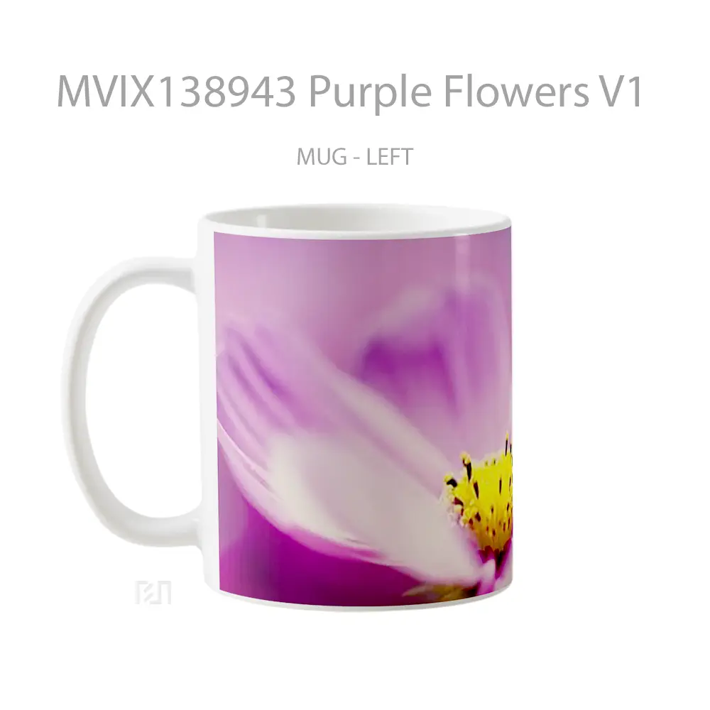 Mug Purple Flowers V1 Gelas Pemandangan Alam - All-side / Desain