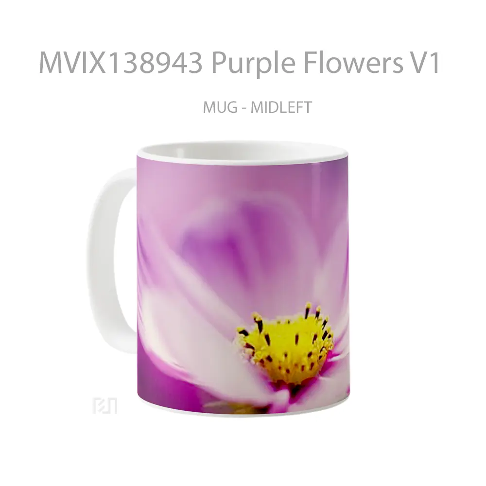 Mug Purple Flowers V1 Gelas Pemandangan Alam - All-side / Desain