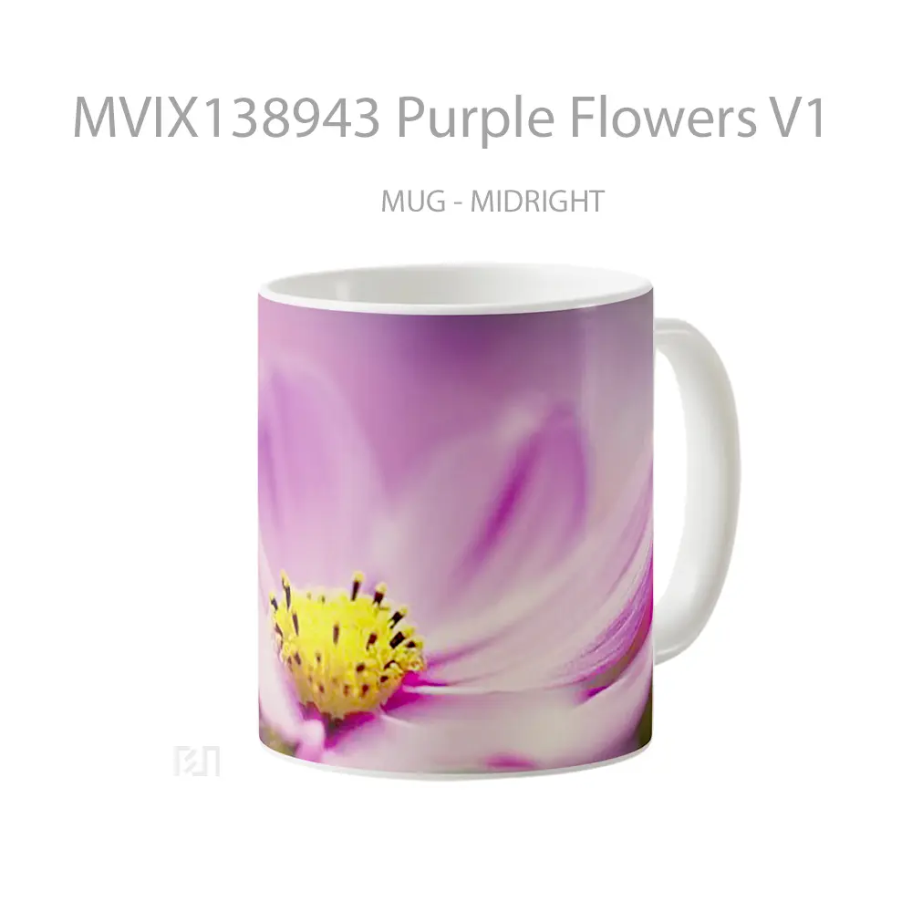 Mug Purple Flowers V1 Gelas Pemandangan Alam - All-side / Desain