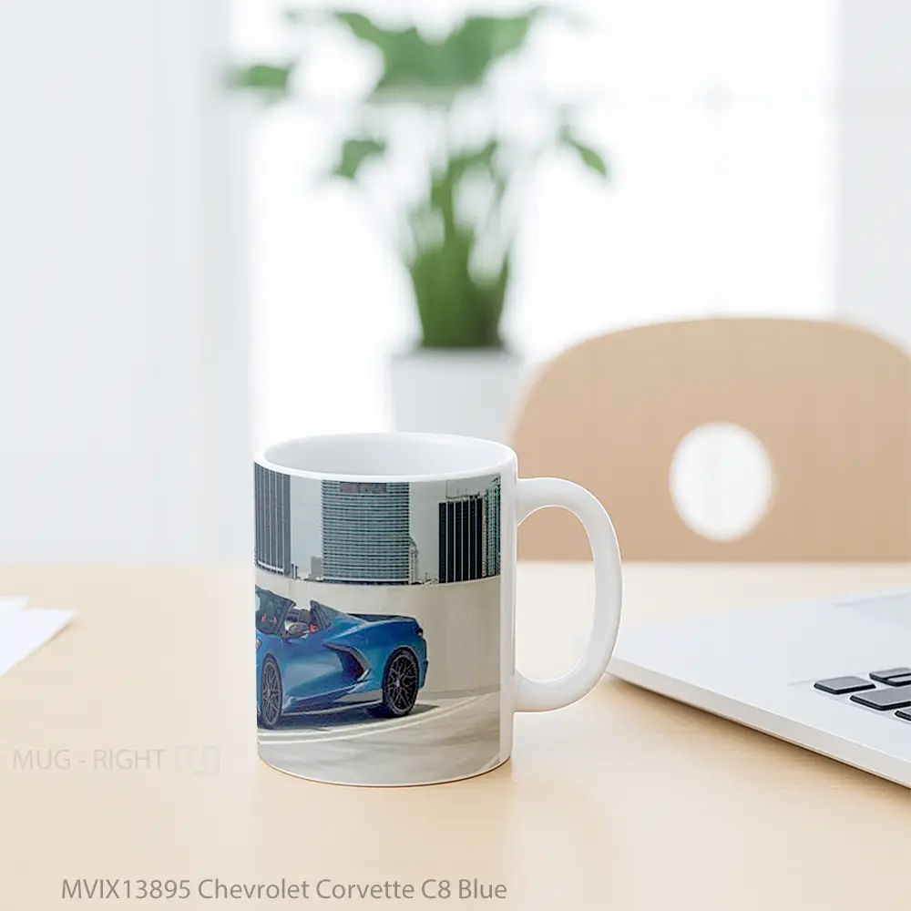 Mug Chevrolet Corvette C8 Blue Cangkir Mobil - All-side / Desain