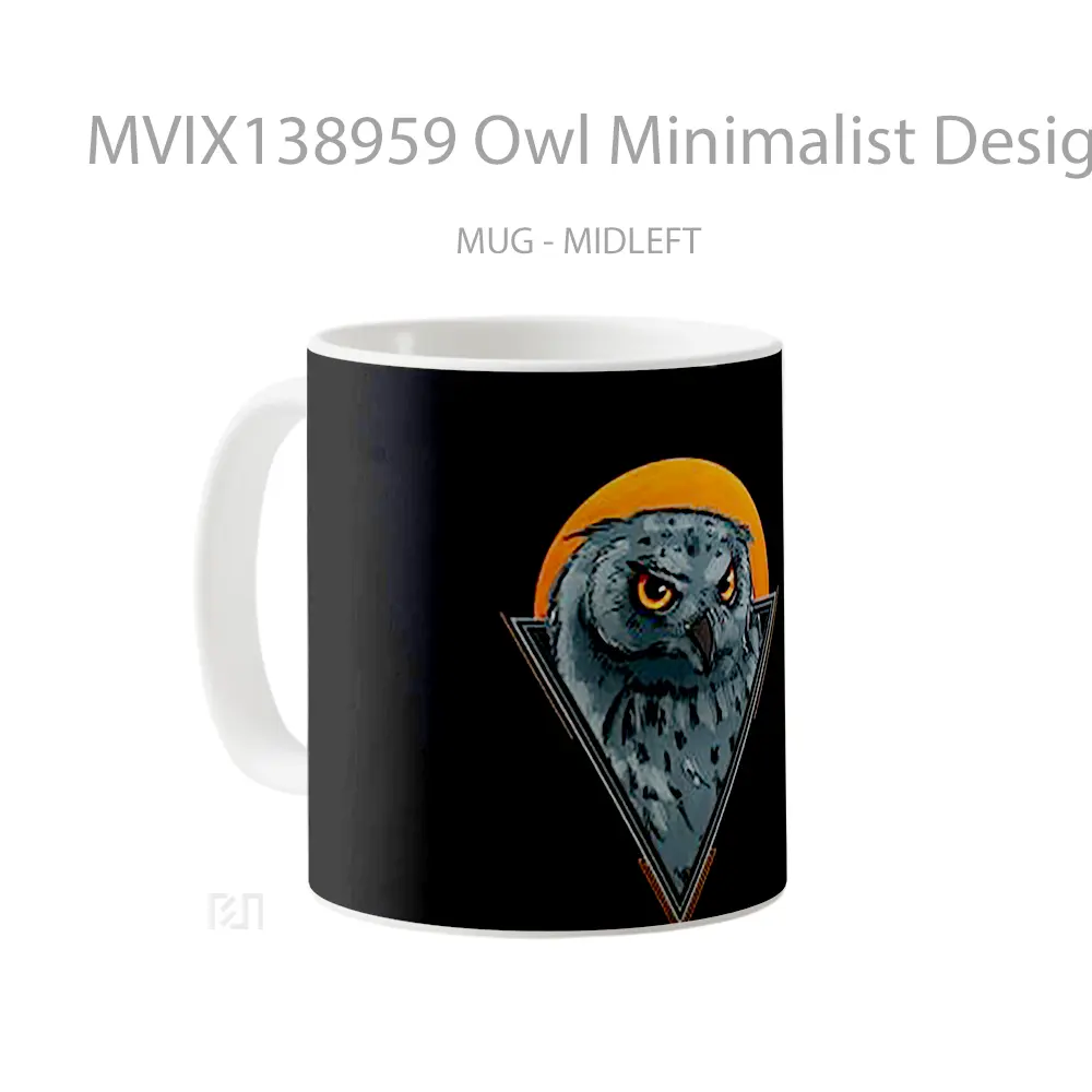 Mug Owl Minimalist Design Gelas Hewan Lucu - All-side / Desain