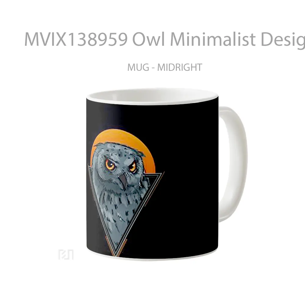 Mug Owl Minimalist Design Gelas Hewan Lucu - All-side / Desain