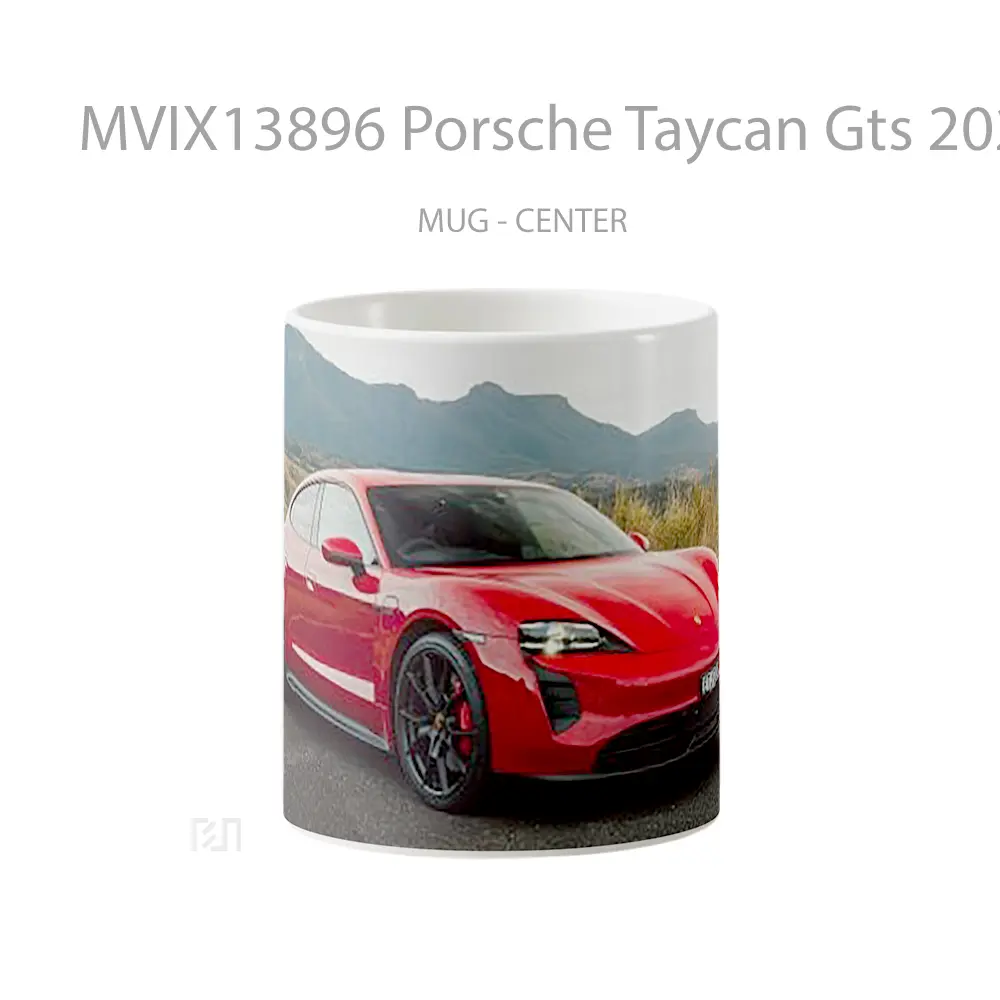 Mug Porsche Taycan Gts 2022 Red Cangkir Mobil