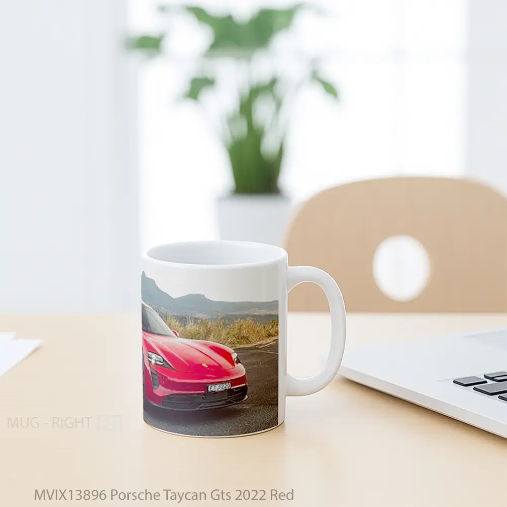 Mug Porsche Taycan Gts 2022 Red Cangkir Mobil - All-side / Desain