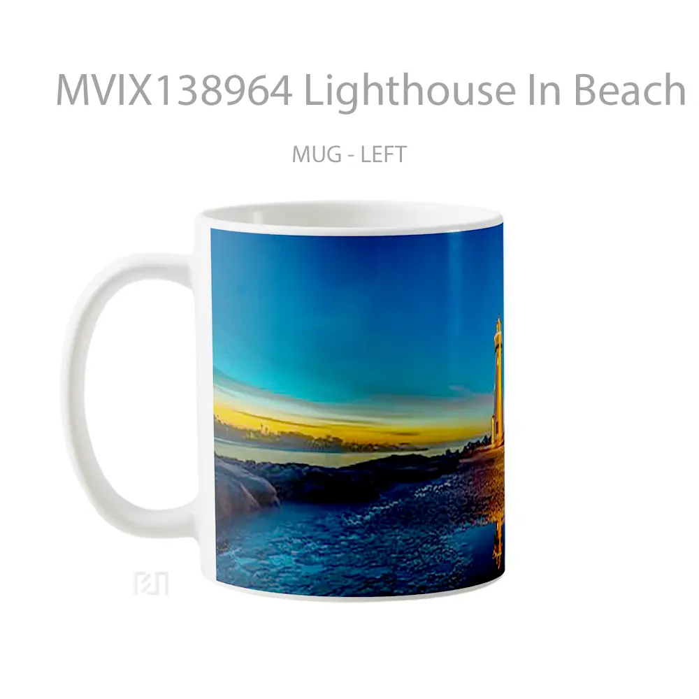 Mug Lighthouse In Beach At Sunset Gelas Pemandangan Alam - All-side / Desain