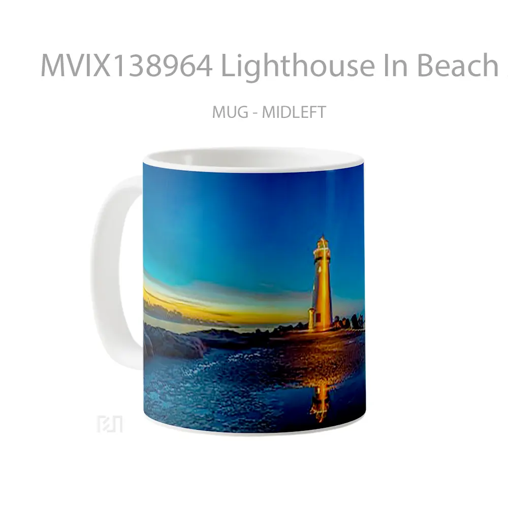 Mug Lighthouse In Beach At Sunset Gelas Pemandangan Alam - All-side / Desain