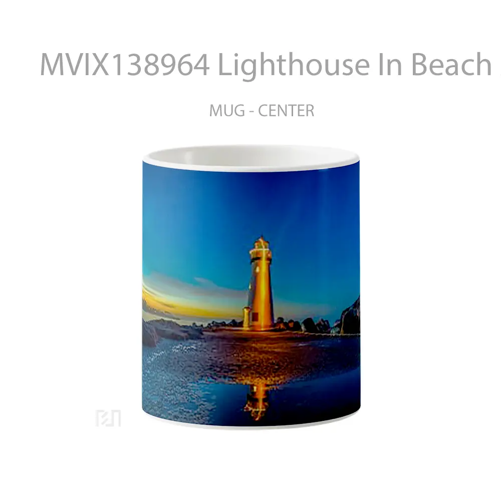 Mug Lighthouse In Beach At Sunset Gelas Pemandangan Alam