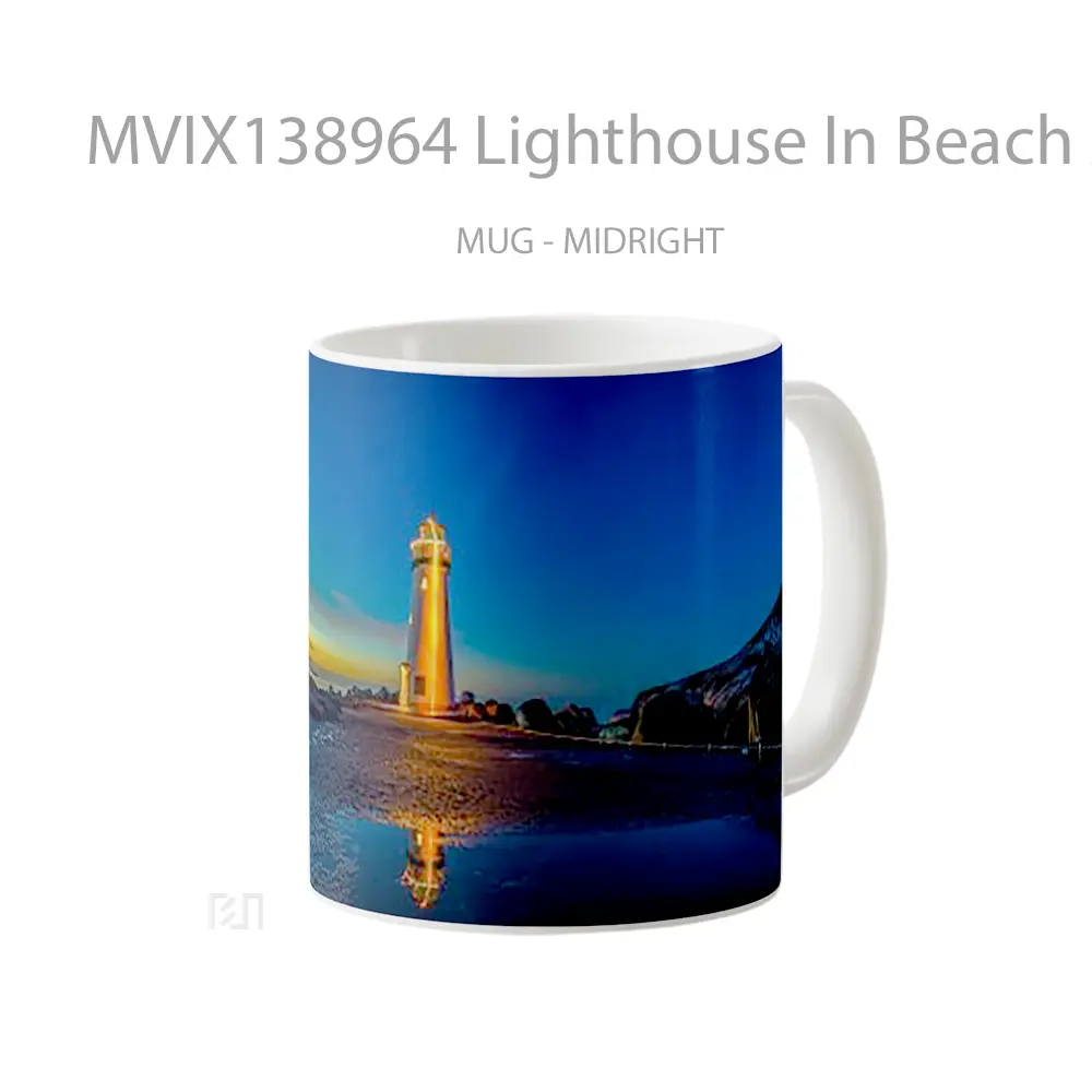 Mug Lighthouse In Beach At Sunset Gelas Pemandangan Alam - All-side / Desain