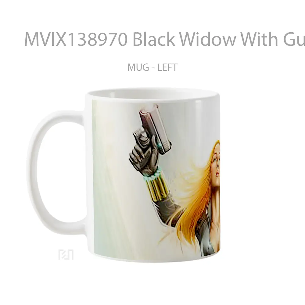 Mug Black Widow With Guns Fanart Gelas Superhero - All-side / Desain