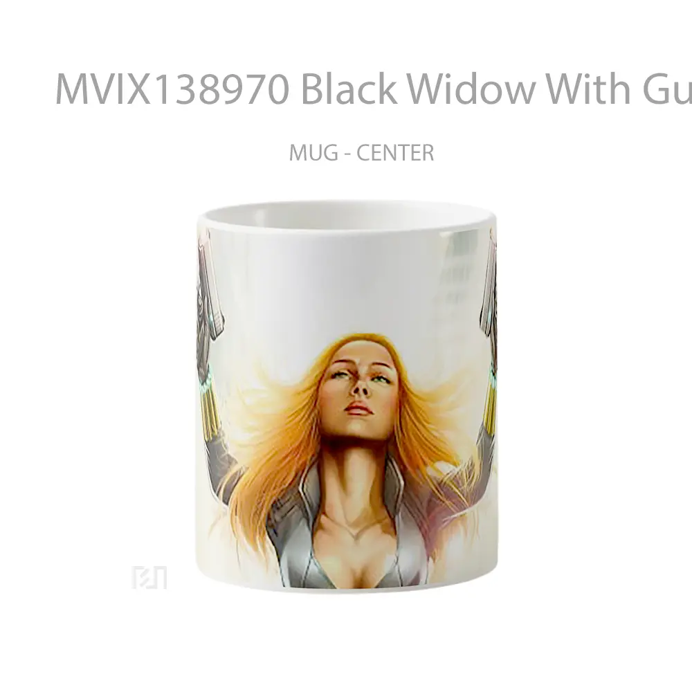 Mug Black Widow With Guns Fanart Gelas Superhero