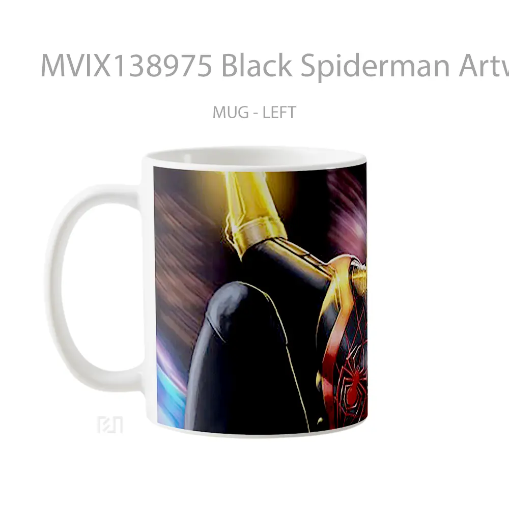 Mug Black Spiderman Artwork Gelas Superhero - All-side / Desain