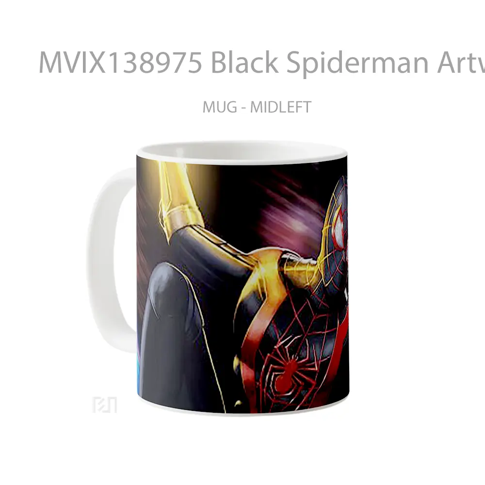 Mug Black Spiderman Artwork Gelas Superhero - All-side / Desain