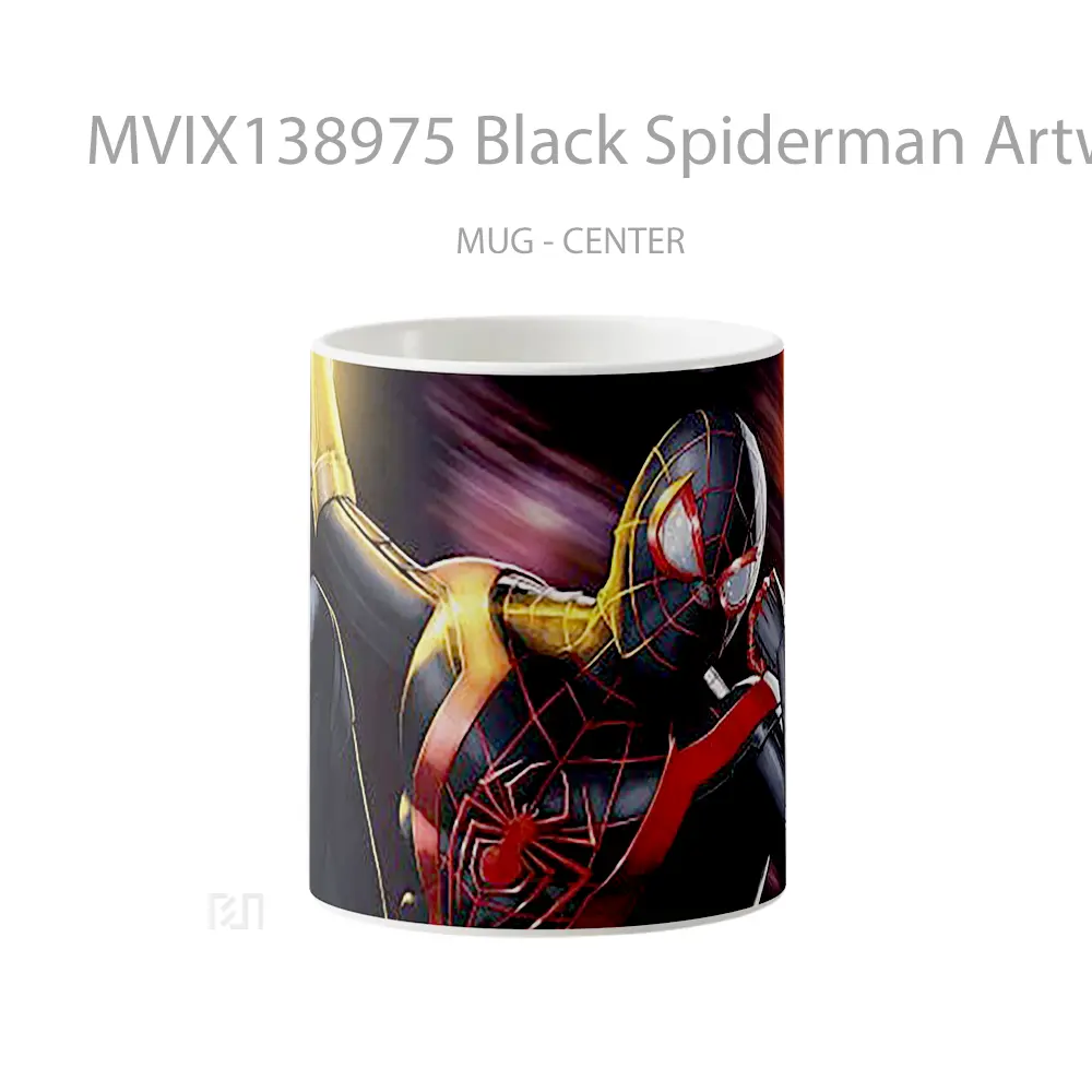 Mug Black Spiderman Artwork Gelas Superhero