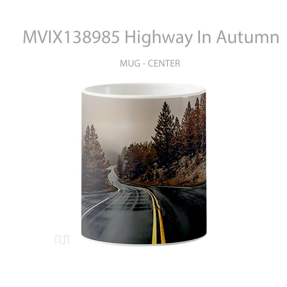 Mug Highway In Autumn Gelas Keramik Unik