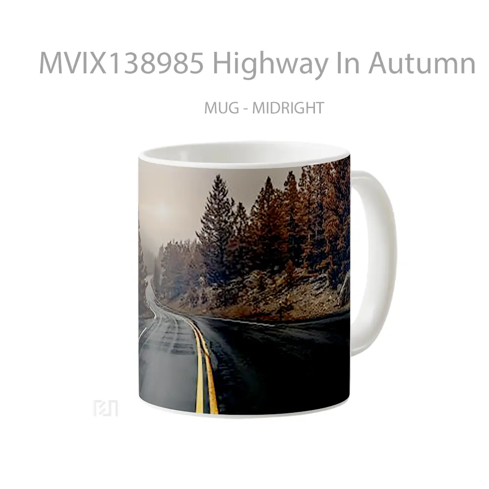 Mug Highway In Autumn Gelas Keramik Unik - All-side / Desain