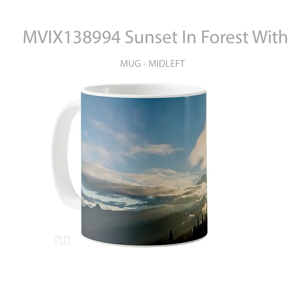 Mug Sunset In Forest With Mountains Gelas Pemandangan Alam - All-side / Desain