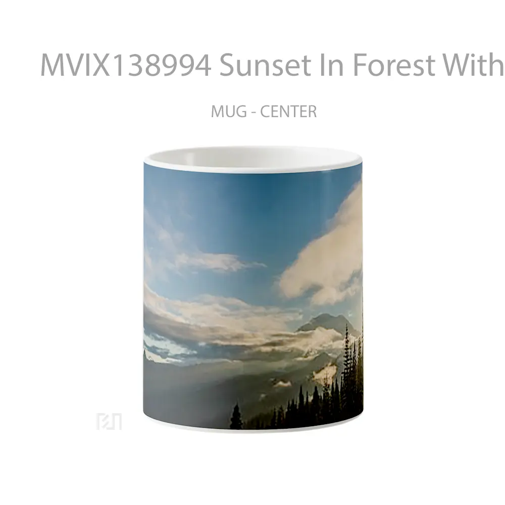 Mug Sunset In Forest With Mountains Gelas Pemandangan Alam