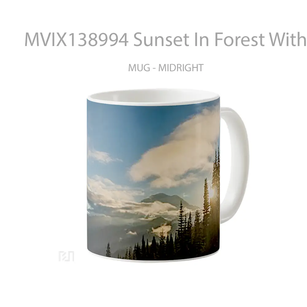 Mug Sunset In Forest With Mountains Gelas Pemandangan Alam - All-side / Desain