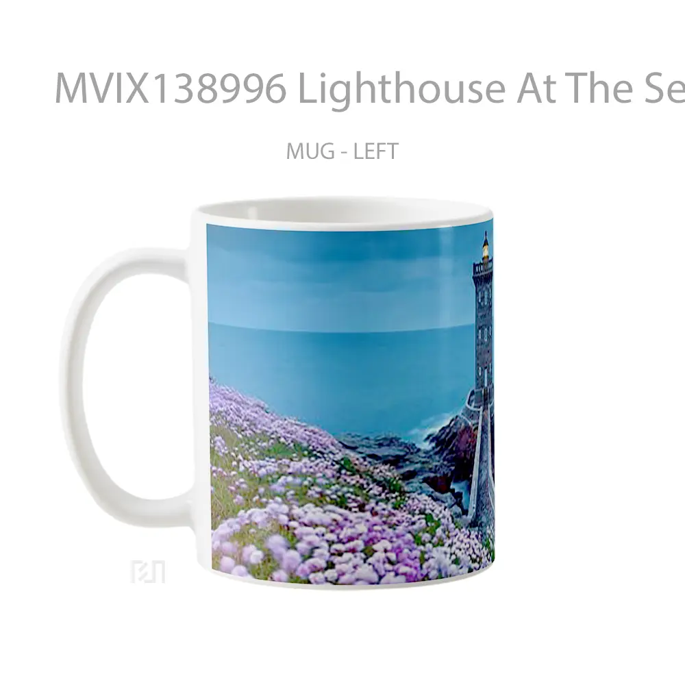 Mug Lighthouse At The Sea With Flowers Gelas Pemandangan Alam - All-side / Desain