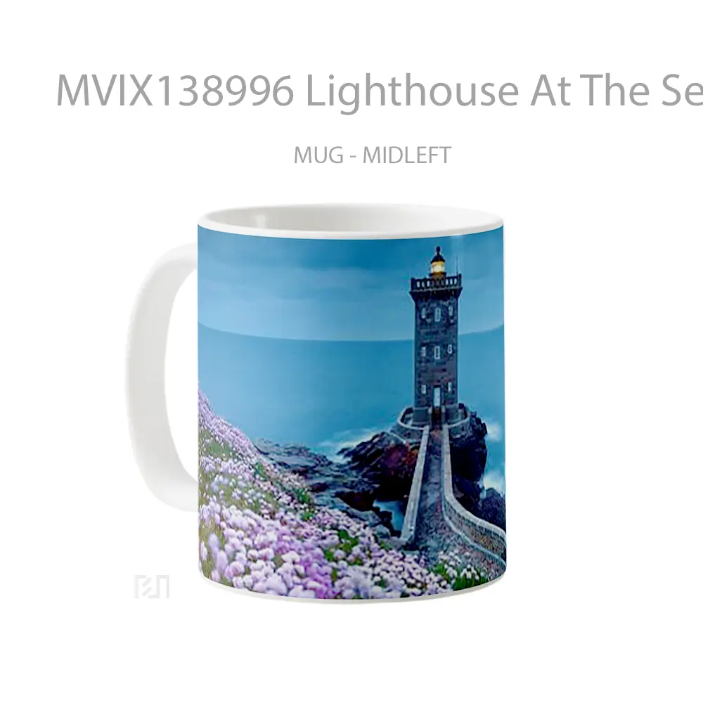 Mug Lighthouse At The Sea With Flowers Gelas Pemandangan Alam - All-side / Desain