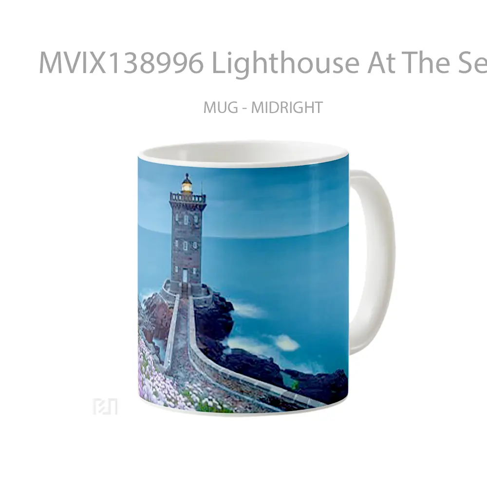 Mug Lighthouse At The Sea With Flowers Gelas Pemandangan Alam - All-side / Desain