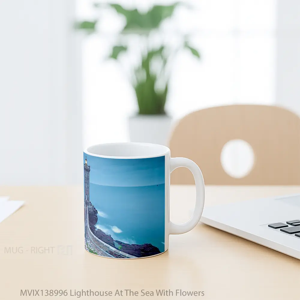 Mug Lighthouse At The Sea With Flowers Gelas Pemandangan Alam - All-side / Desain
