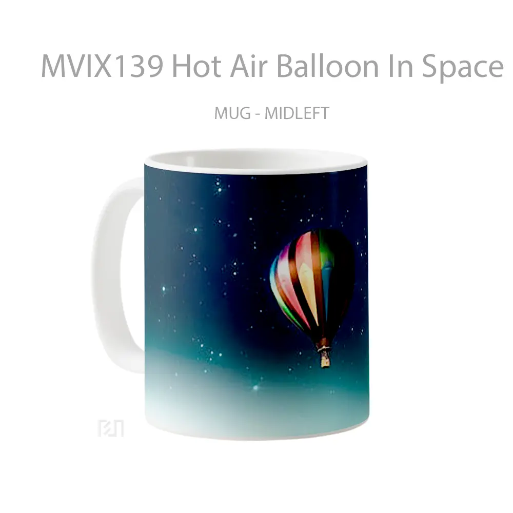 Mug Hot Air Balloon In Space Gelas Keramik Unik - All-side / Desain