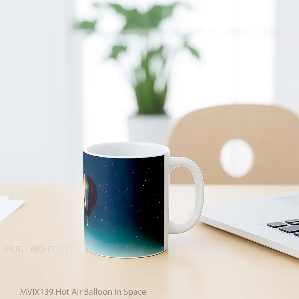 Mug Hot Air Balloon In Space Gelas Keramik Unik - All-side / Desain