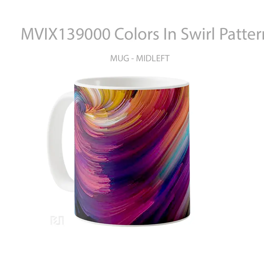Mug Colors In Swirl Pattern Gelas Seni Modern - All-side / Desain