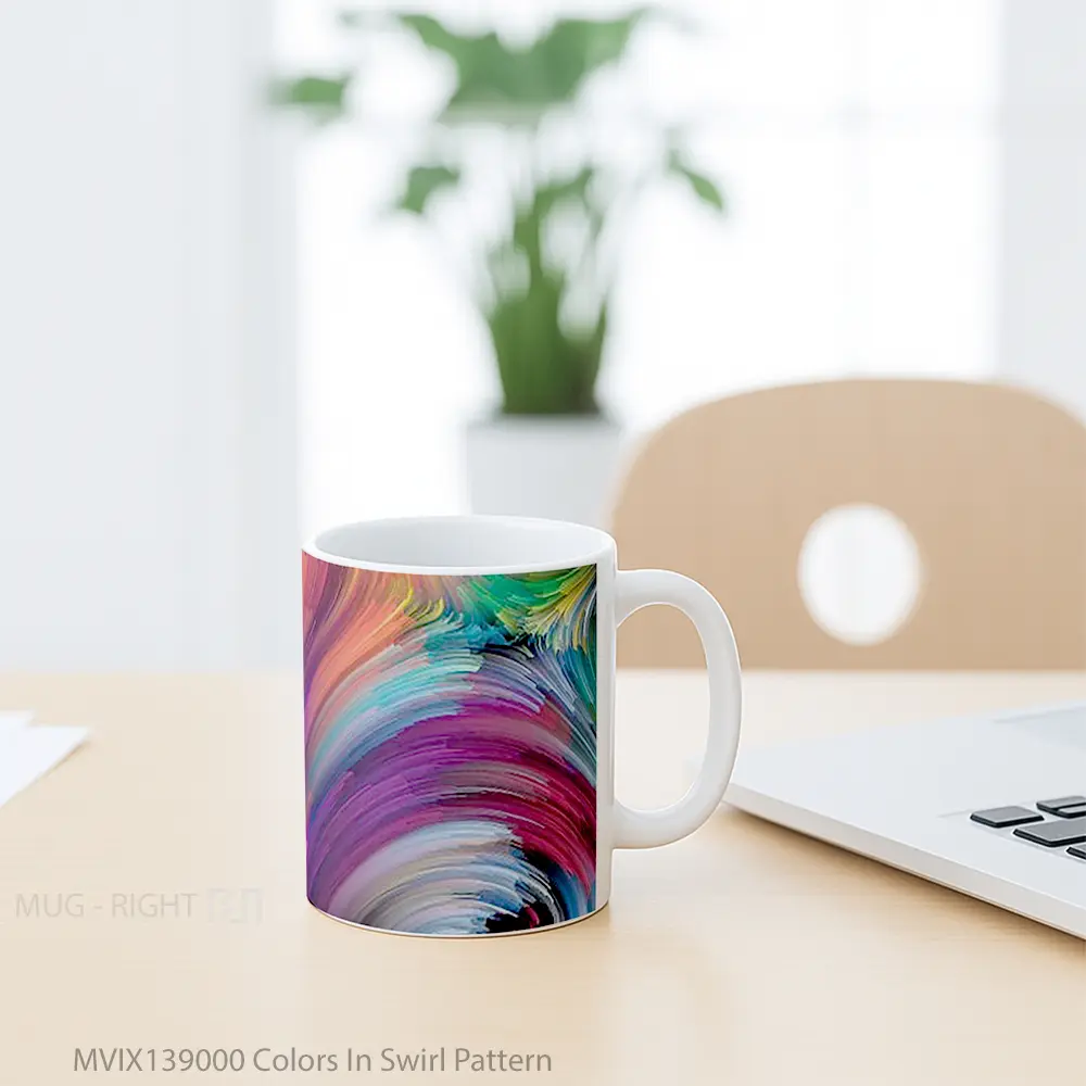 Mug Colors In Swirl Pattern Gelas Seni Modern - All-side / Desain
