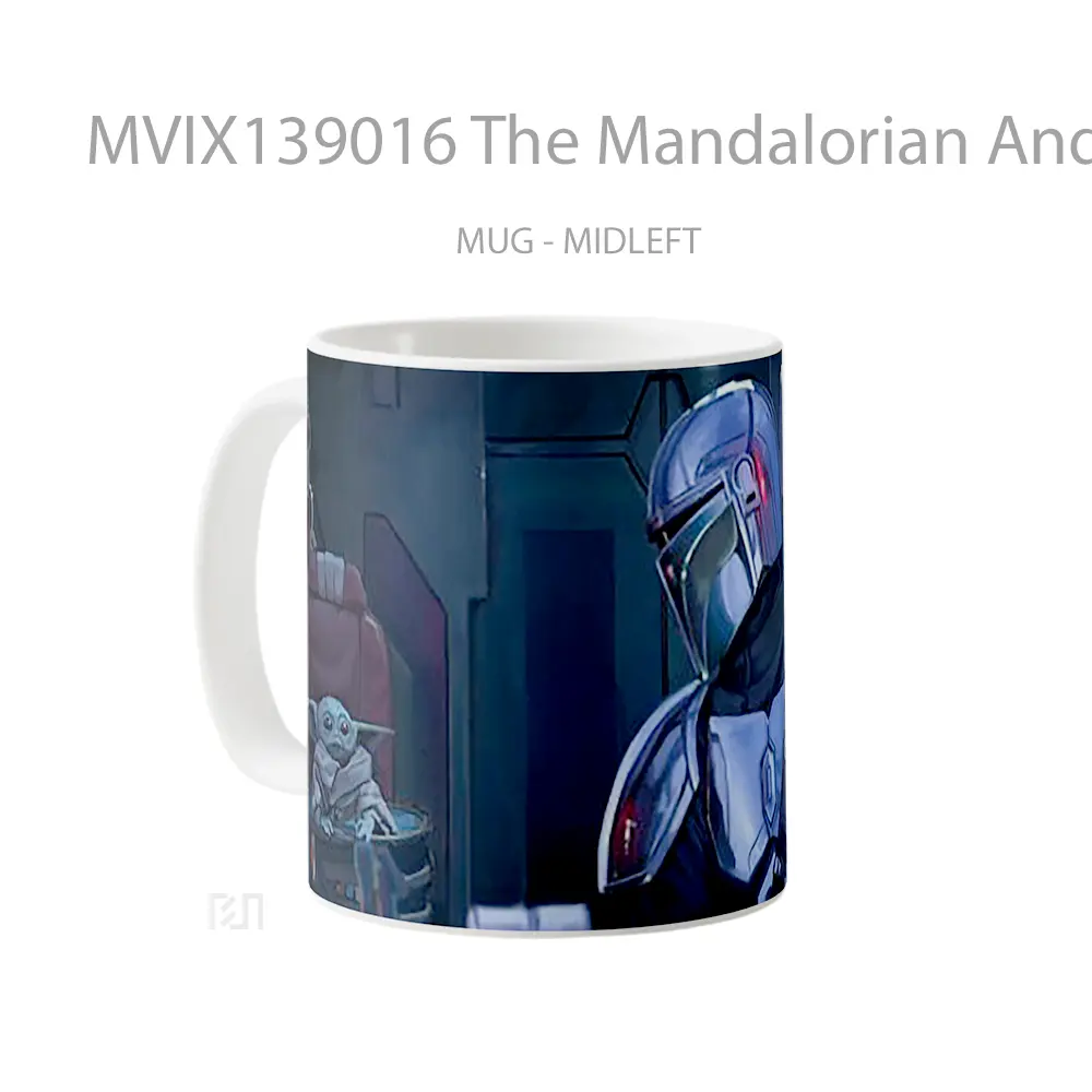 Mug The Mandalorian And Baby Yoda Art Gelas Star Wars - All-side / Desain