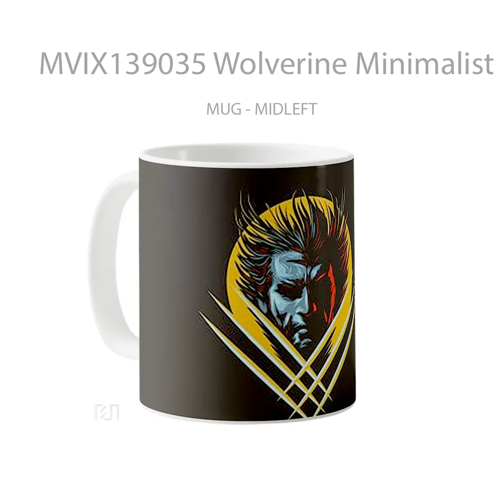 Mug Wolverine Minimalist Style Gelas Superhero - All-side / Desain