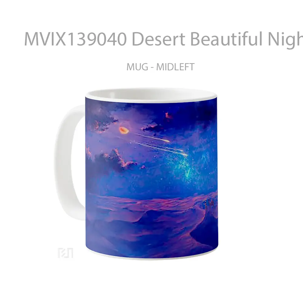 Mug Desert Beautiful Night With Stars Illustration Gelas Pemandangan Alam - All-side / Desain