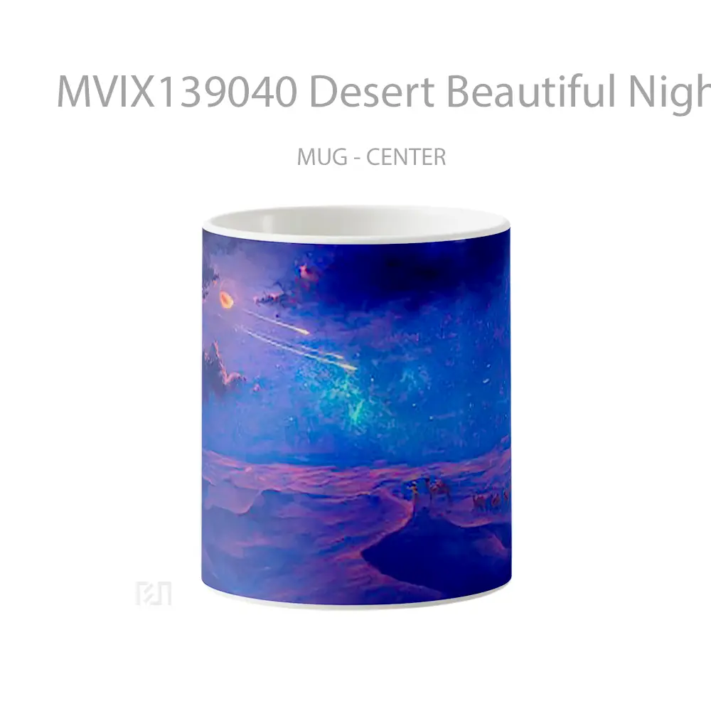 Mug Desert Beautiful Night With Stars Illustration Gelas Pemandangan Alam
